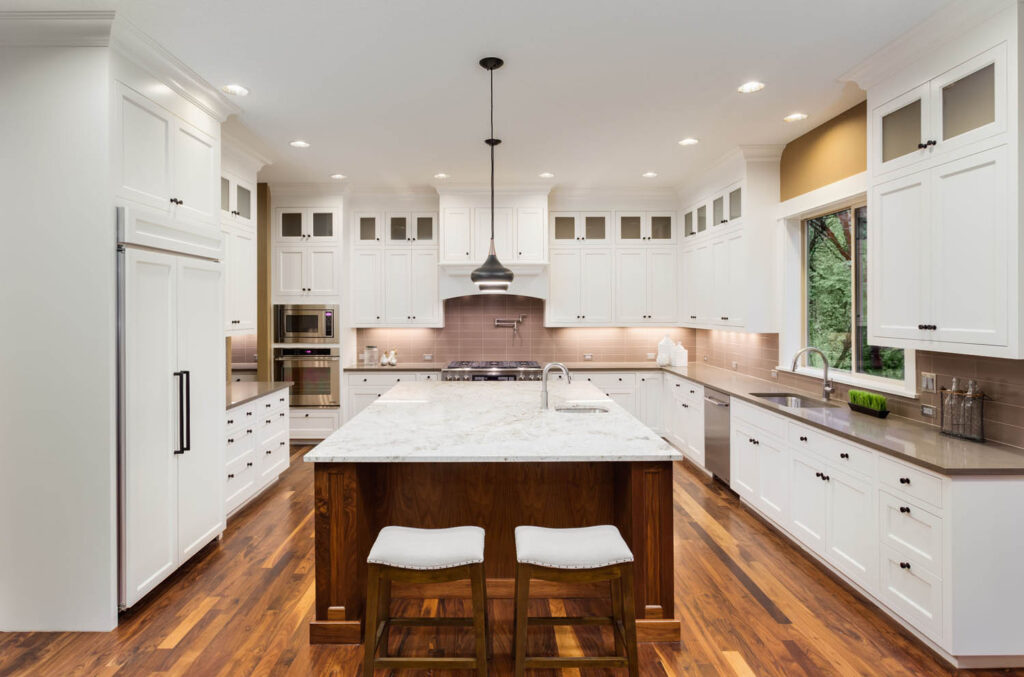 Kitchen with new countertops.