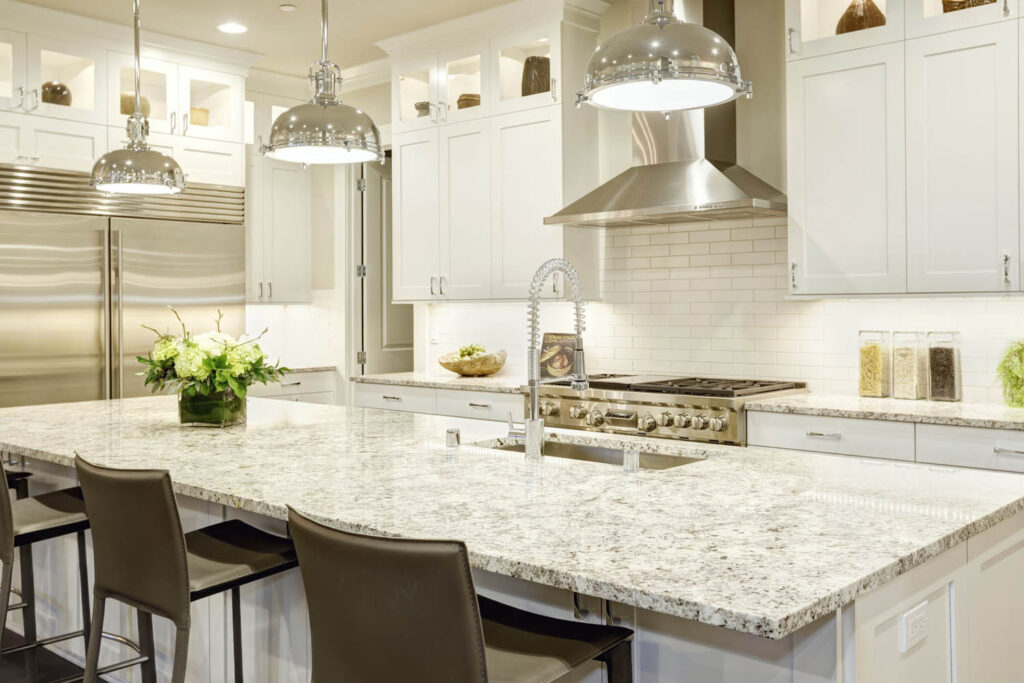 Kitchen with new countertops.