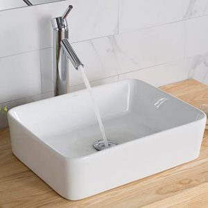 rectangle porcelain vessel sink.